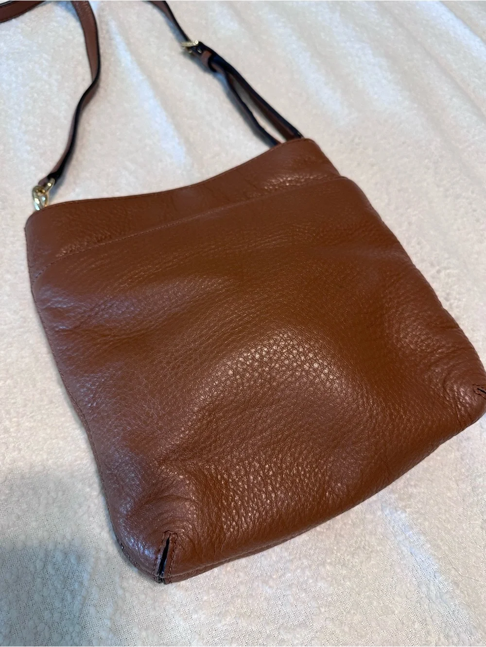 Michael Kors Cognac Pebbled Leather Crossbody Bag with Gold Hardware